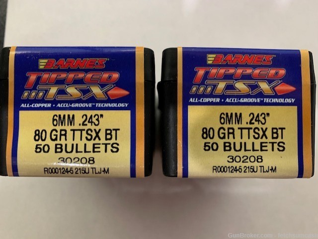 100 Count Barnes 6mm 80gr GR TTSX BT part 30208-img-0