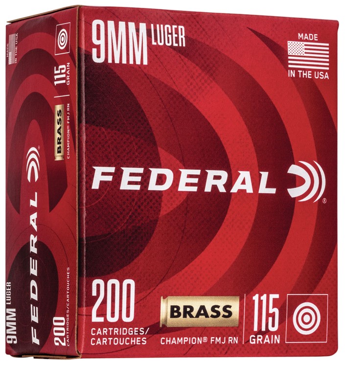 Federal  Champion Training 9mm Luger 115 gr Full Metal Jacket 200 Per Box-img-0