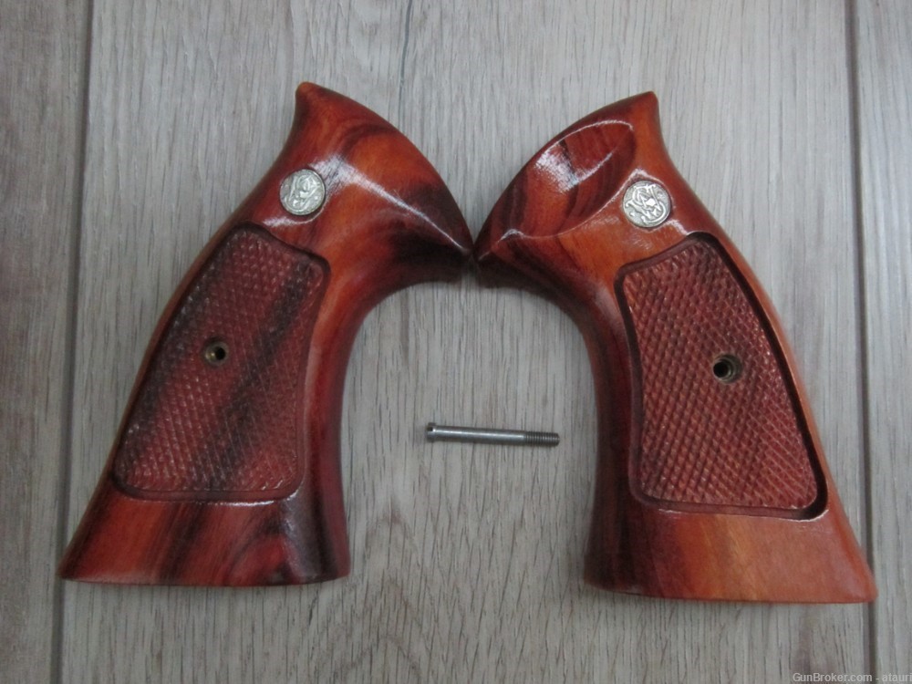 S&W K L Frame Grips NOS Goncalo Alves Target Football Cut Smith & Wesson -img-0