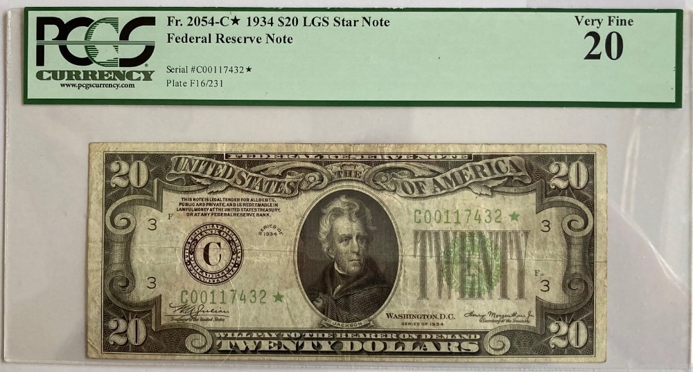 1934 $20 Federal Reserve Note w/ Andrew Jackson Graded-img-0
