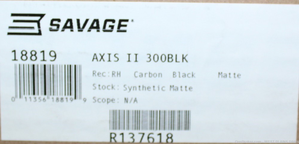 NIB SAVAGE AXIS II BOLT ACTION RIFLE, 300 BLACKOUT, 16" BRL, 4 RND, 18819-img-3