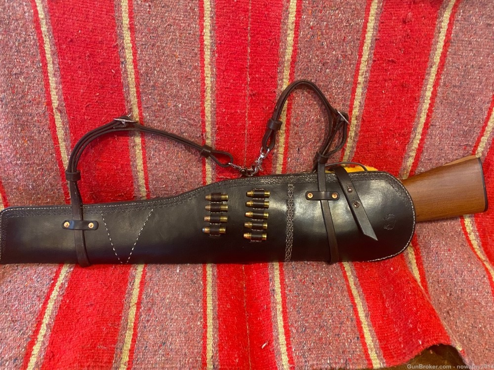 Custom Leather Saddle Scabbard for Winchester Model 94 Trapper Carbine-img-7