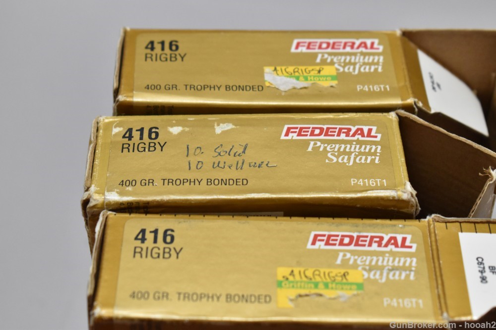 3 Boxes 97 Rds 416 Rigby Ammunition Federal Cases Unknown Bullets RELOADS?-img-1