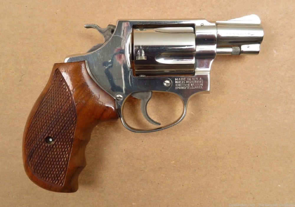 Smith & Wesson Model 36 (No Dash) .38 Special 2" Nickel RB - Excellent-img-0