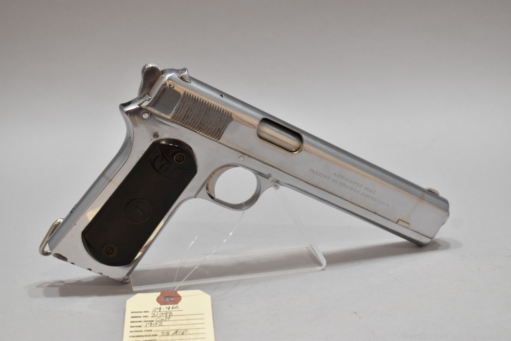 Colt Model 1902 Semi Auto Pistol 38 ACP W Lanyard Loop Nickel 1909-img-0