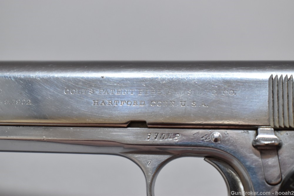 Colt Model 1902 Semi Auto Pistol 38 ACP W Lanyard Loop Nickel 1909-img-5