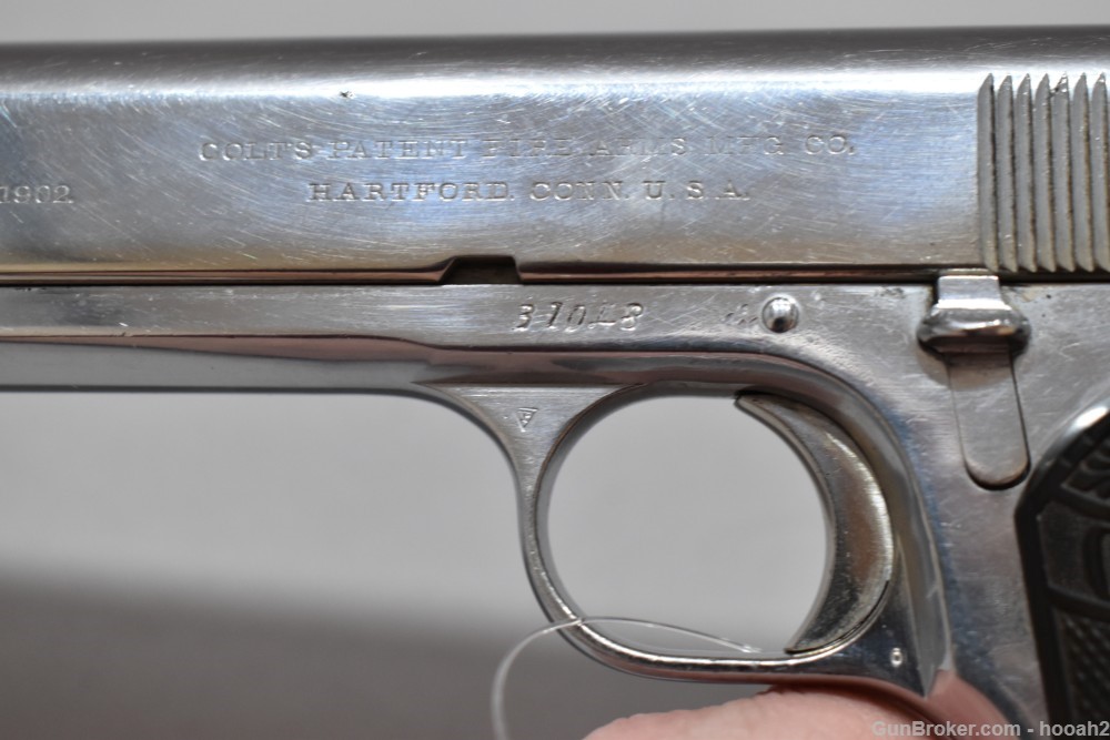 Colt Model 1902 Semi Auto Pistol 38 ACP W Lanyard Loop Nickel 1909-img-7