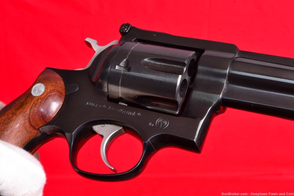 NICE Ruger Redhawk .44 Magnum Revolver Blue Steel Wood Grips PENNY NO RES-img-12