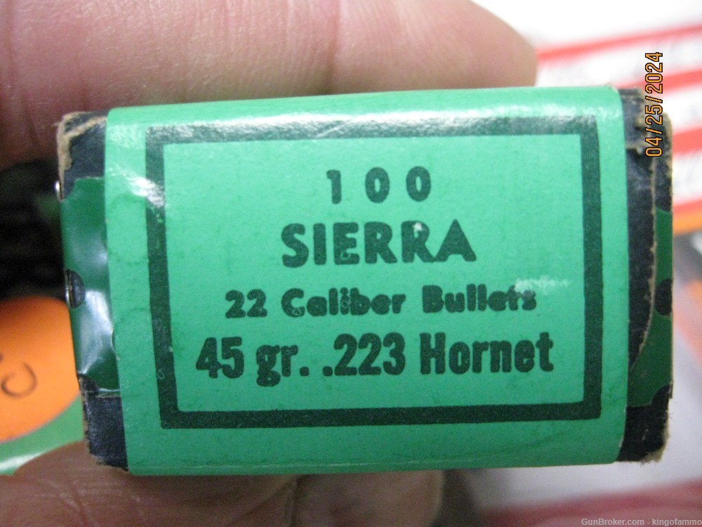  Scarce .223 Hornet and .224 45 gr SP Bullets Sierra Boxes ; have brass too-img-2