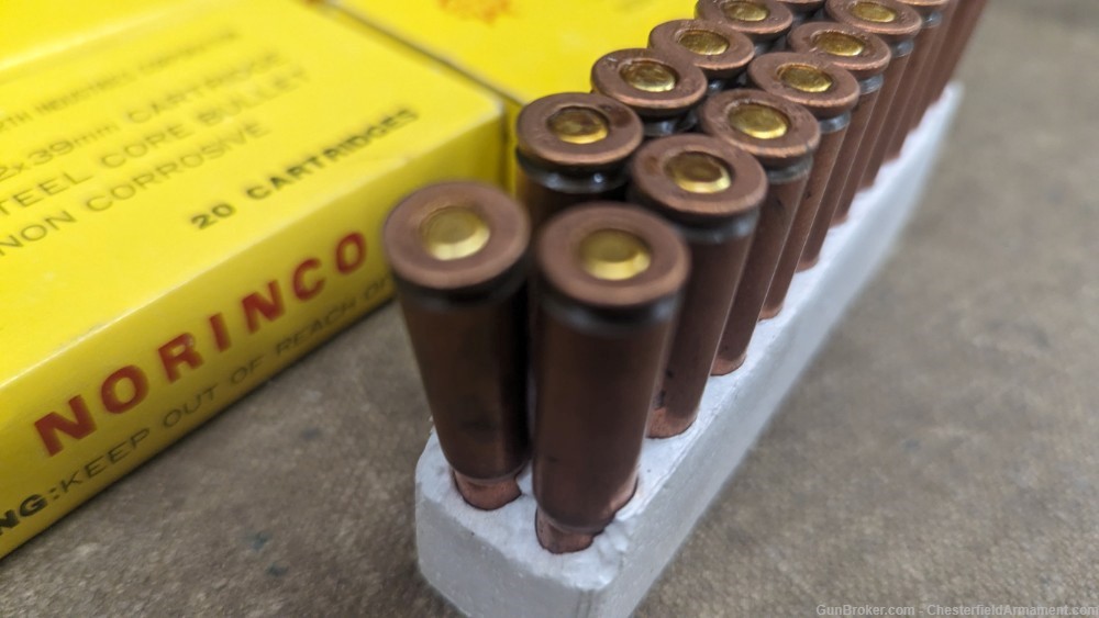 Norinco Yellow box 7.62x39  ammo, 60 rounds  Non Corrosive,   vintage-img-4
