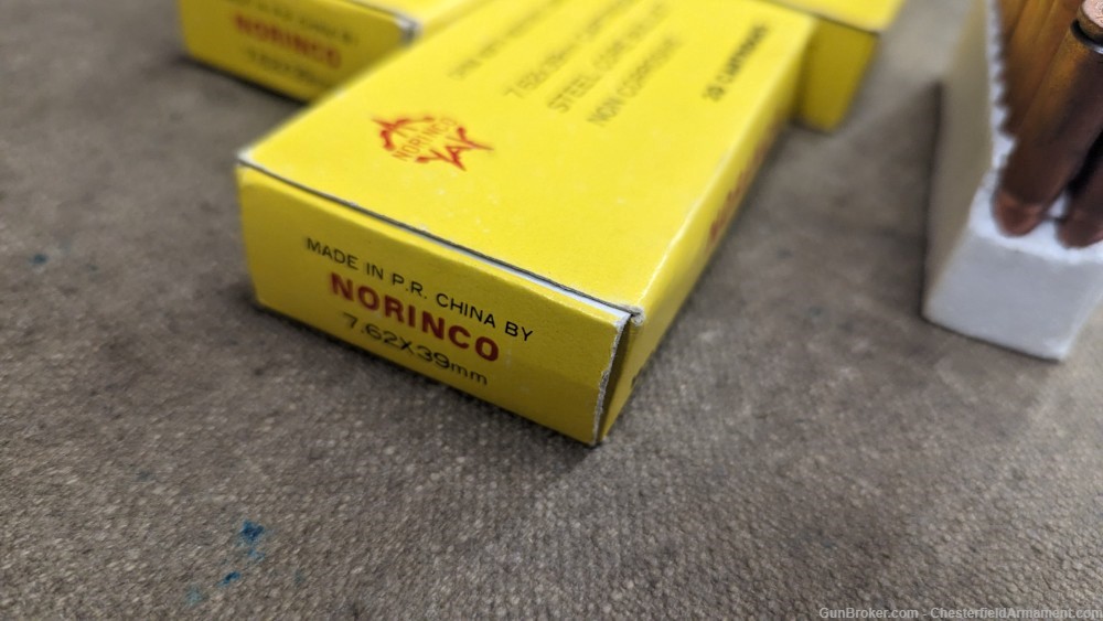Norinco Yellow box 7.62x39  ammo, 60 rounds  Non Corrosive,   vintage-img-3