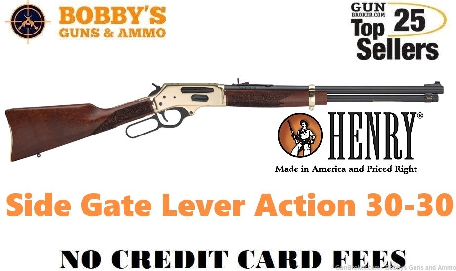 Henry H0243030 Side Gate Lever Action 30-30 5+1 20" Polished Brass-img-0