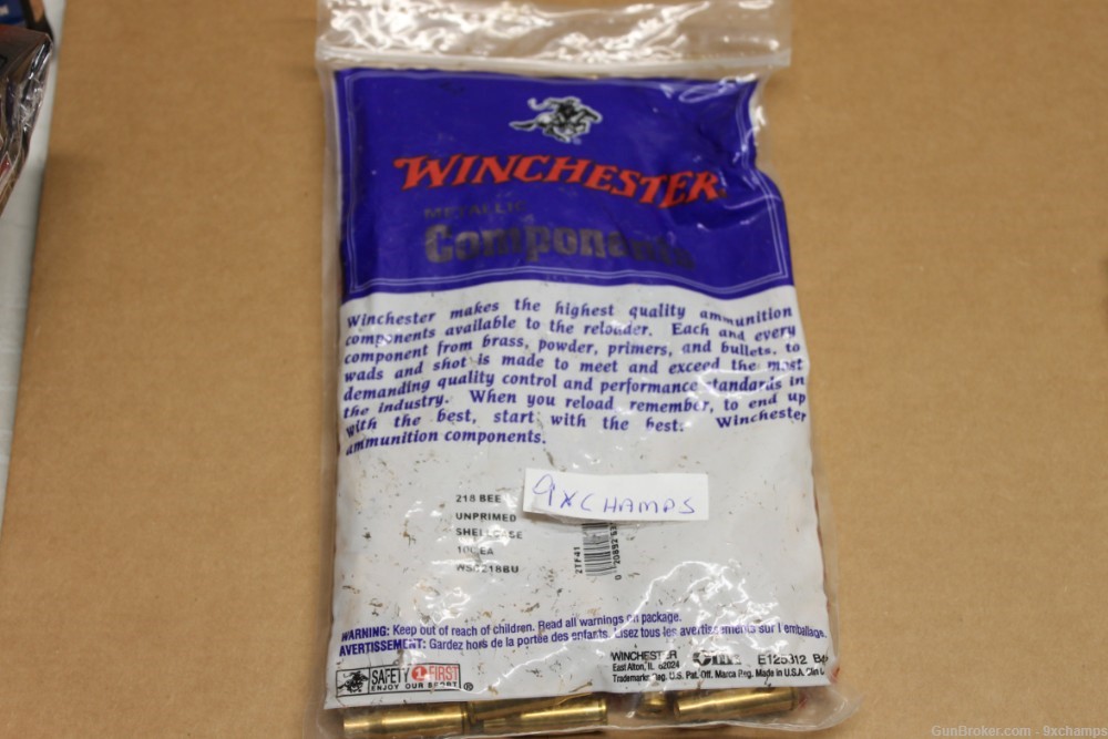 100 Count NEW 218 Bee Brass Winchester sealed bag of 100pieces-img-0