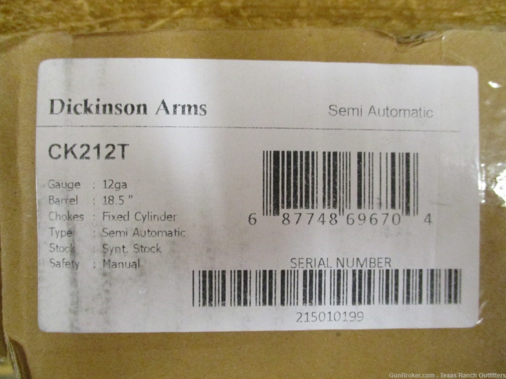Dickinson CK212T 12 gauge semiauto shotgun 18.5in barrel with shroud NIB-img-3