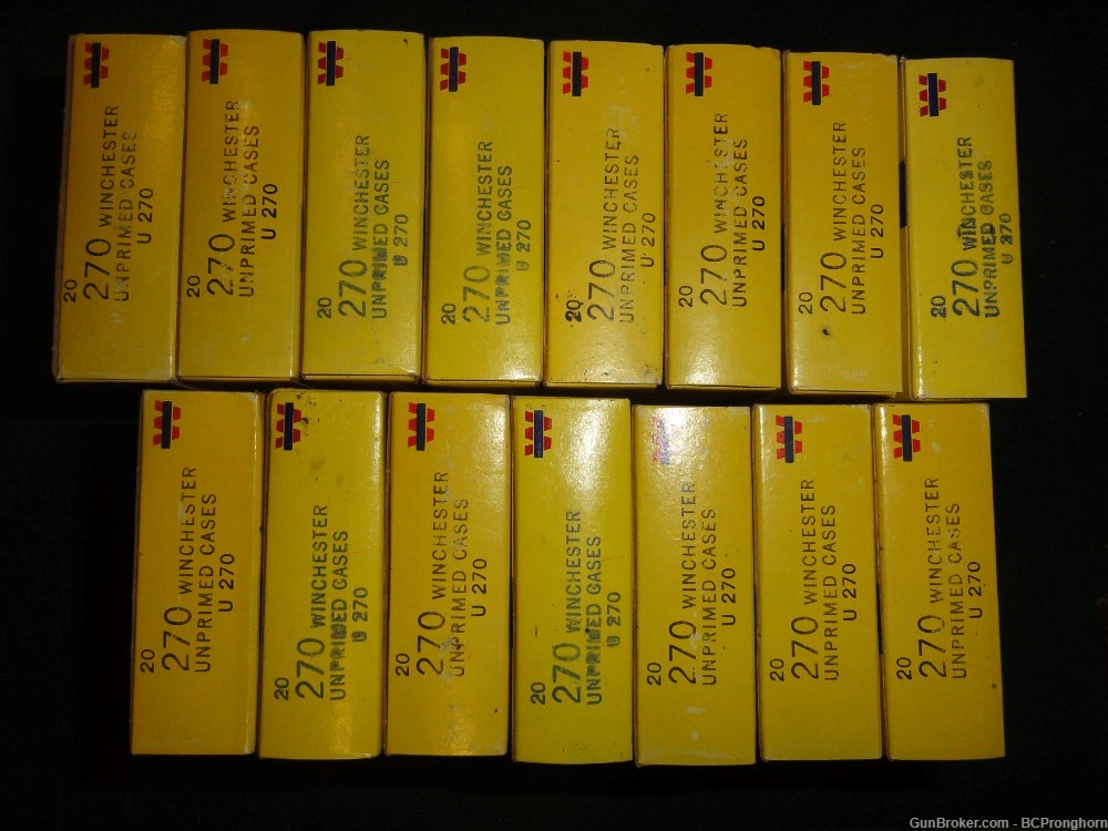 300 Rnds New, Unfired WW Brass for .270 Winchester, Vintage Yellow WW Boxes-img-2