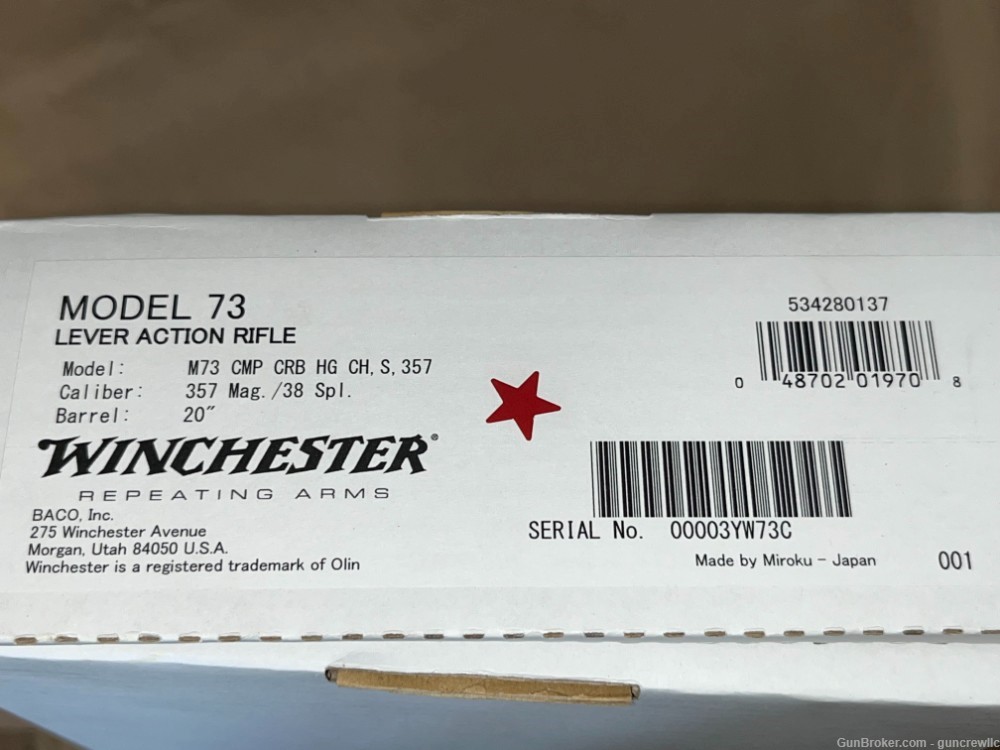 Winchester 1873 M73 M-73 Competition Carbine HG CH 357mag 534280137 LAYAWAY-img-33