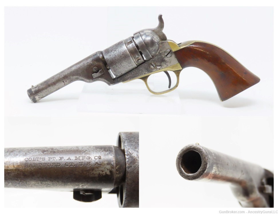 c1873 mfr Antique COLT Pocket NAVY Revolver .38 STAGECOACH ROBBERY Cylinder-img-0