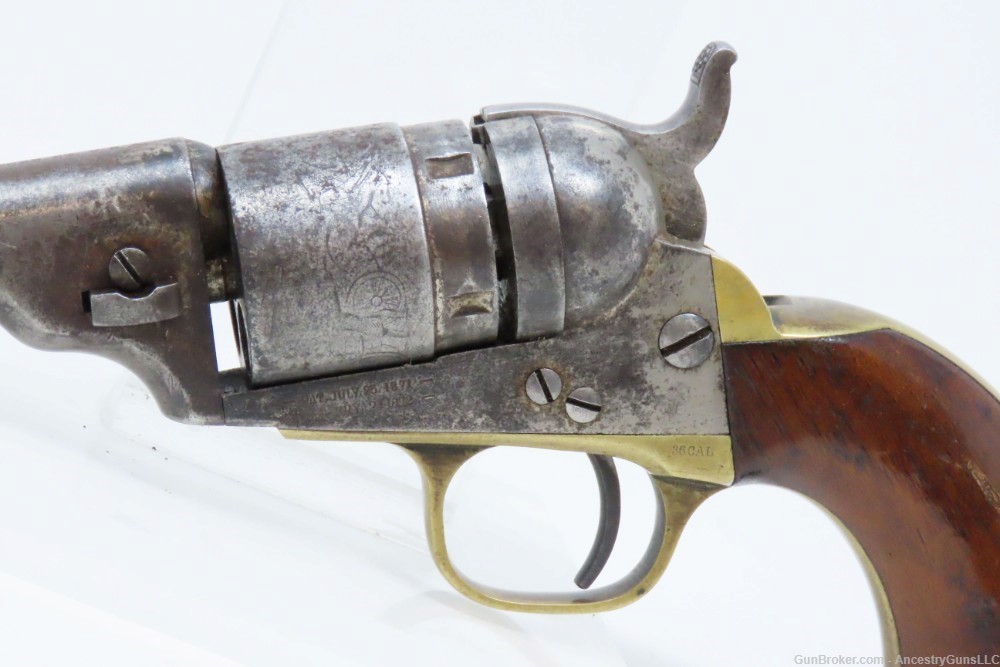 c1873 mfr Antique COLT Pocket NAVY Revolver .38 STAGECOACH ROBBERY Cylinder-img-3