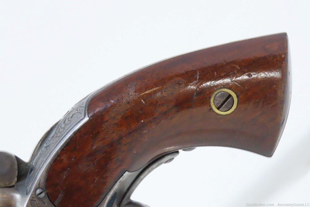 VERY RARE Engraved Antique JAMES WARNER .28 Cal. Percussion Pocket Revolver-img-2