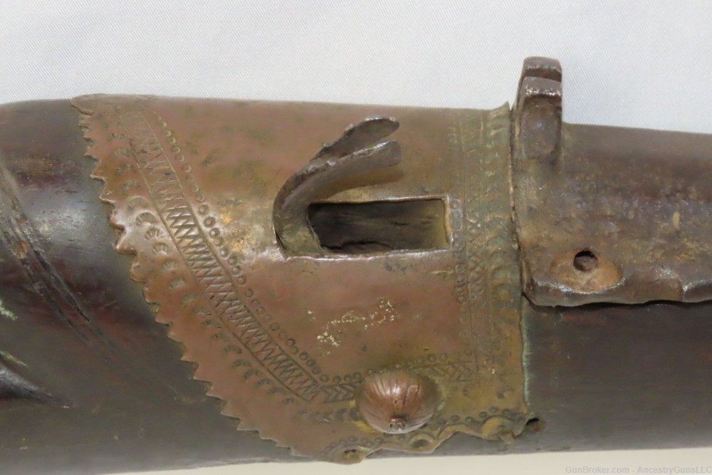 Engraved MASSIVE 1700s Antique Indian TORADAR MATCHLOCK .71 Caliber Musket -img-6