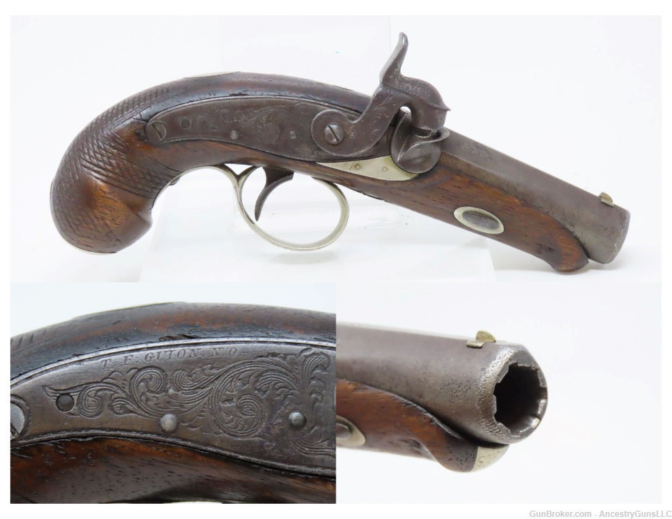NEW ORLEANS Thomas Guion Antique WURFFLEIN Phil Deringer Pistol .45 Caliber-img-0