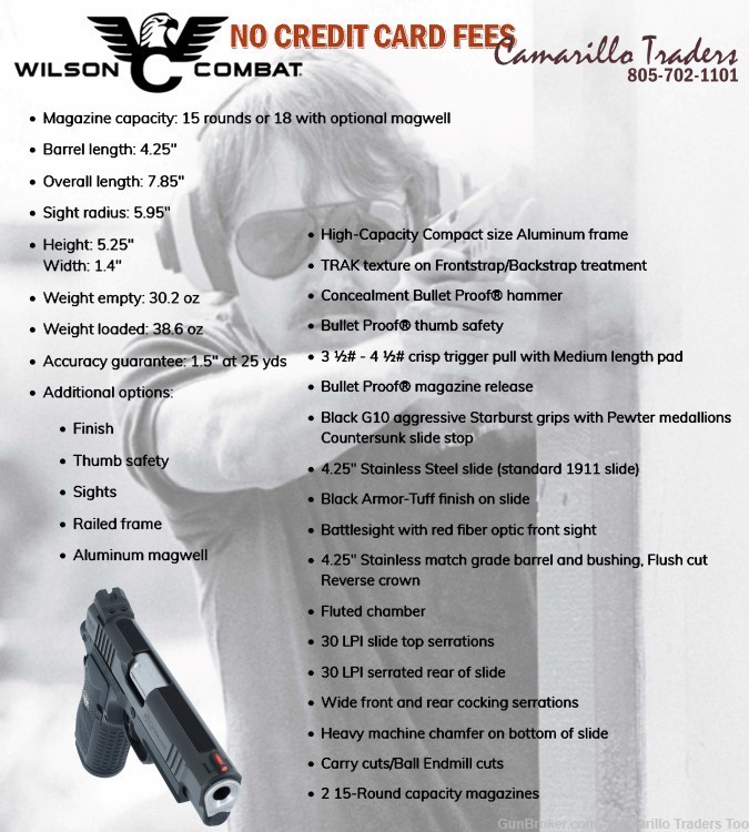 Wilson Combat Experior Commander 9mm Luger RAIL XPD-COPR-9 BRAND NEW!-img-1