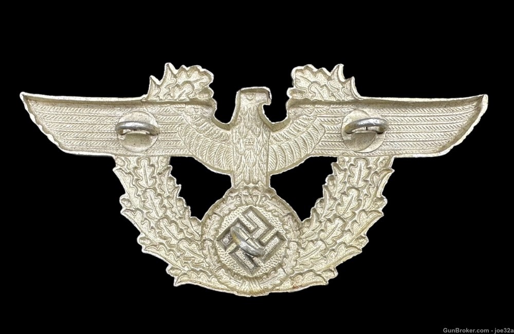 WW2 German Police Visor Shako Hat Eagle badge medal uniform WWII ss -img-2