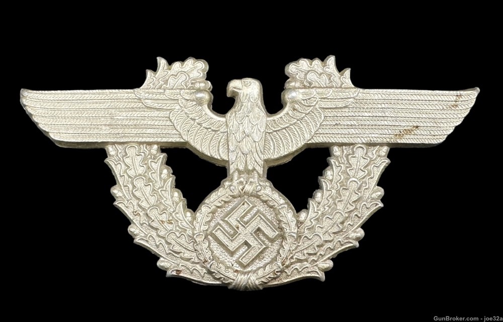 WW2 German Police Visor Shako Hat Eagle badge medal uniform WWII ss -img-1