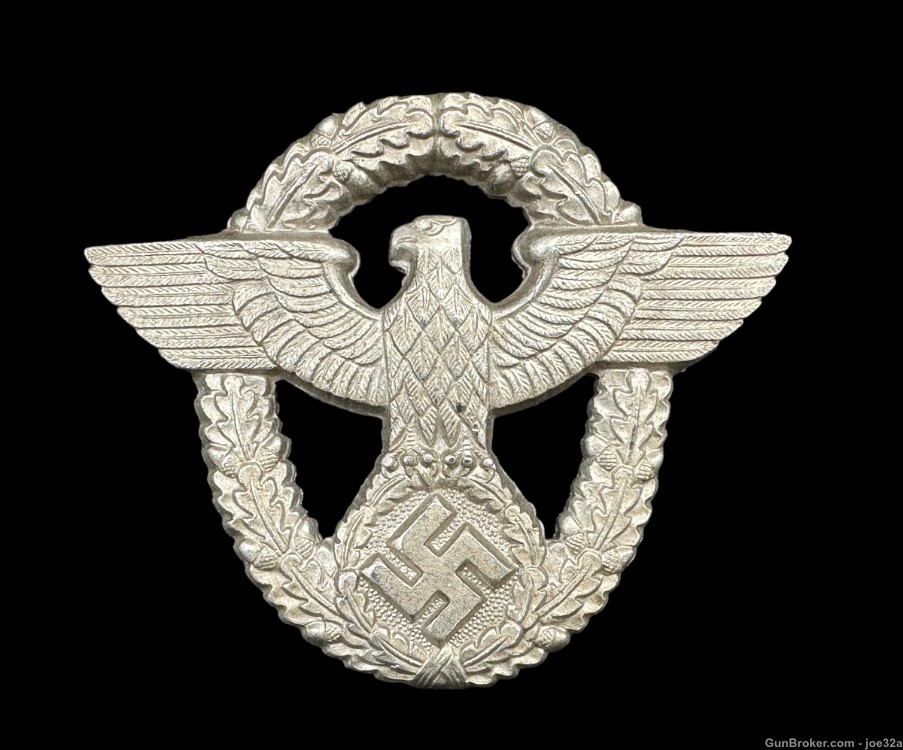 WW2 German Police Visor Shako Hat Eagle badge medal uniform WWII ss -img-3