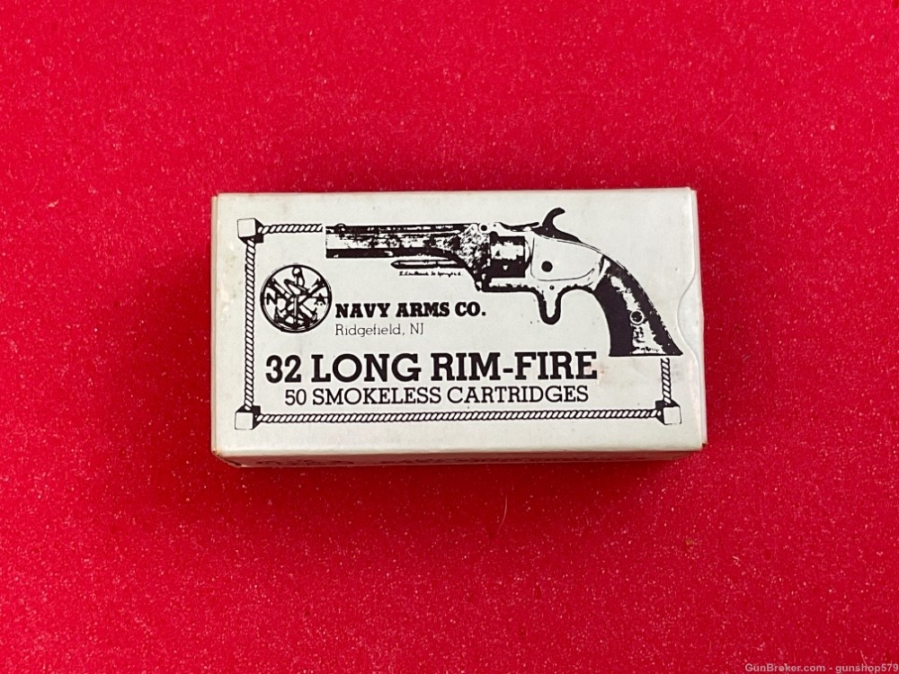 Vintage Navy Arms Blue Box 32 RF Long Rimfire 50 Rnd Box Stevens WInchester-img-0