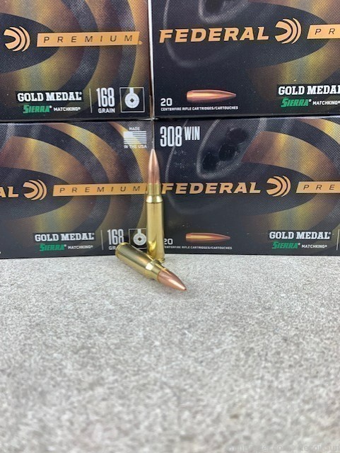 200 Federal GM308M Premium Gold Medal 308 Win 168 gr Sierra MatchKing HPBT-img-0