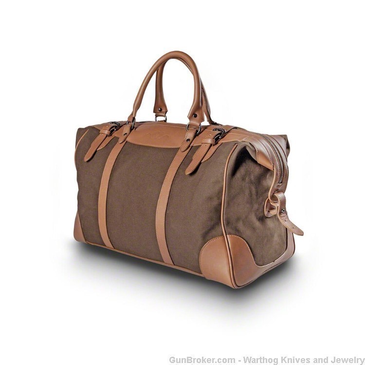 Blaser Twill & Leather Duffle Bag.  20"L x 10"W x 11"H.-img-0