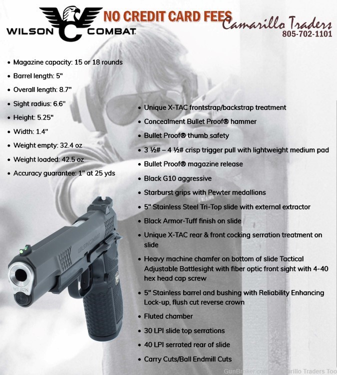 Wilson Combat EDC X9L 5-inch 9mm Luger with RAIL EDCX-LPR-9 Brand New!-img-1