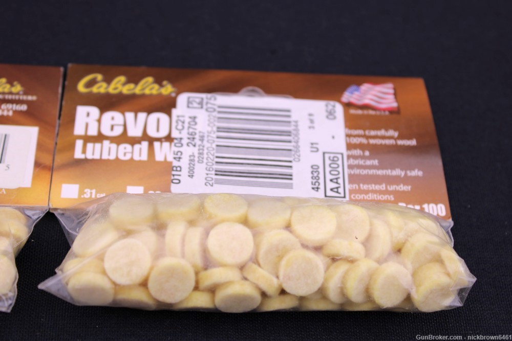 CABELA'S REVOLVER LUBED WOOL WADS .36 CAL 100CT 2832467 FREE SHIPPING-img-1