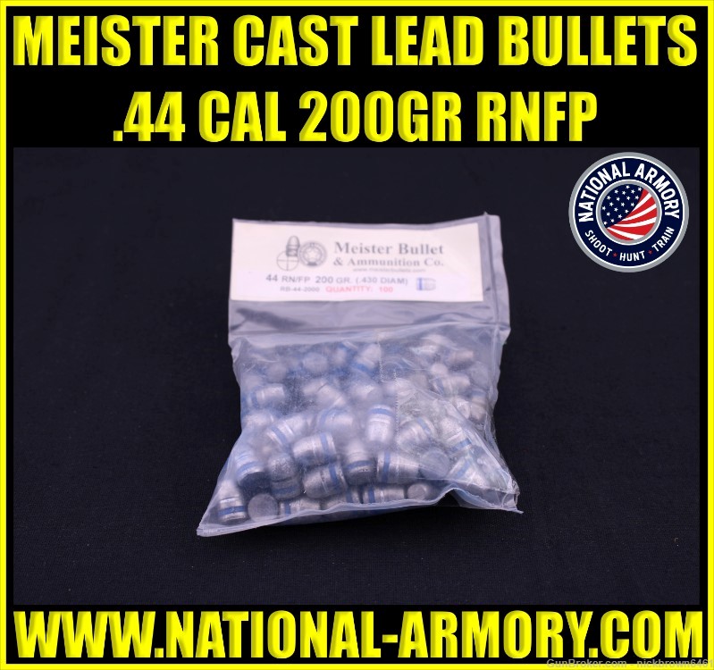 MEISTER CAST LEAD BULLETS 44 CAL 200 GR RNFP 100CT RB-44-2000-img-0