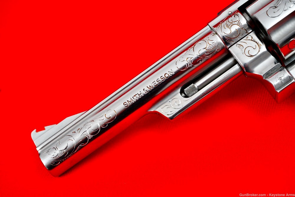 Spectacular Engraved S&W 629 6" Pinned Barrel .44 MAG w/ Lew Horton Combats-img-2