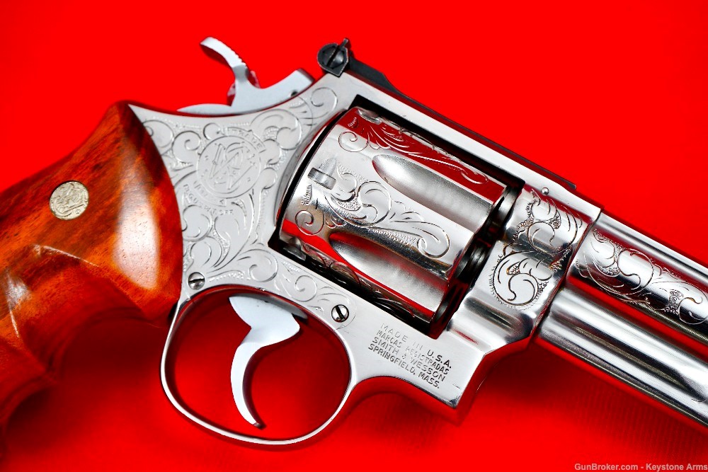 Spectacular Engraved S&W 629 6" Pinned Barrel .44 MAG w/ Lew Horton Combats-img-7