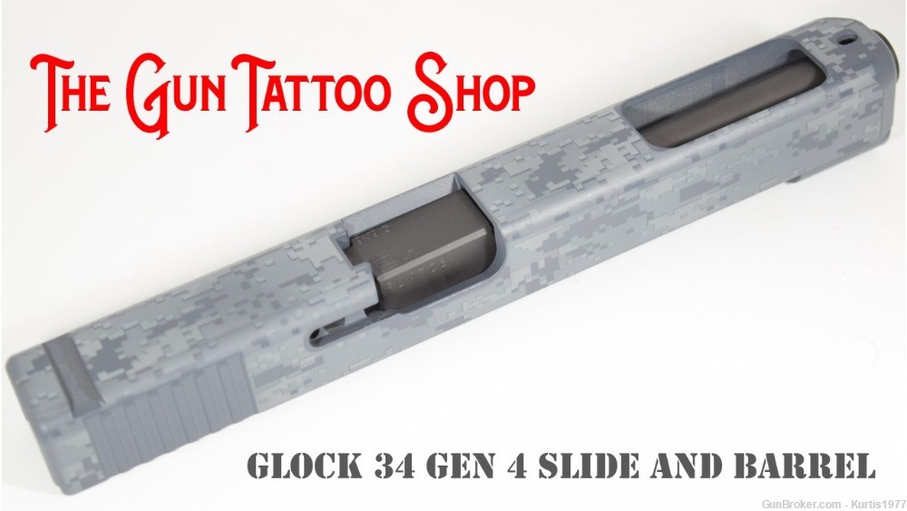 OEM Glock 34 Slide Gen 4 with Barrel Cerakote Digital Camo Grey-img-0