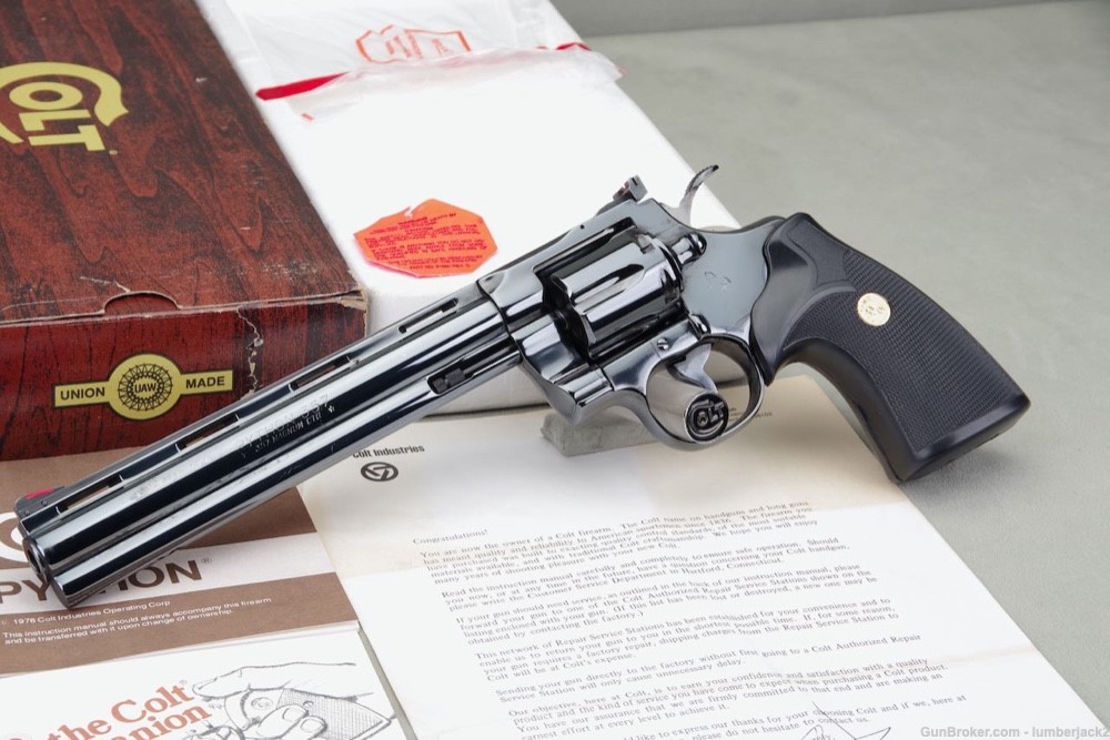 1979 Colt Python 357 Magnum 8'' Royal Blue Early Long Tube Python-img-0