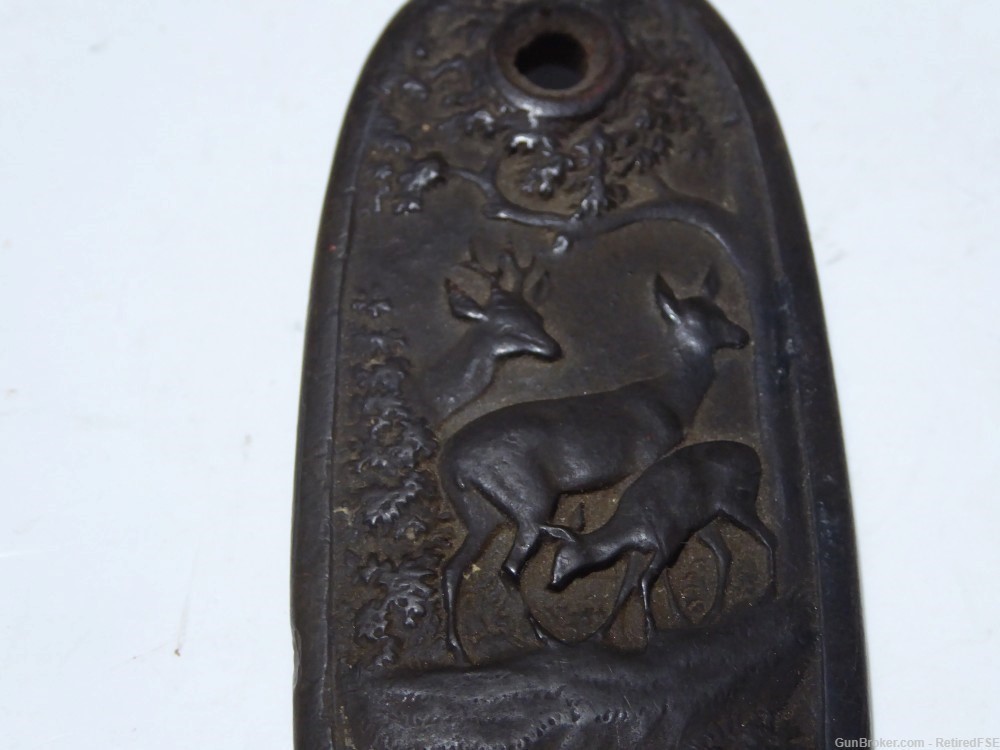 Antique Hunting Rifle Butt Plate - Great Deer Pattern - Rare?-img-1