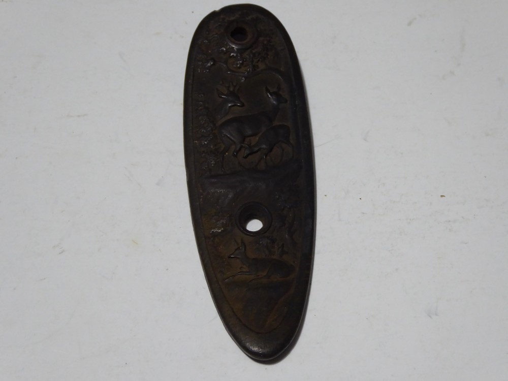 Antique Hunting Rifle Butt Plate - Great Deer Pattern - Rare?-img-0
