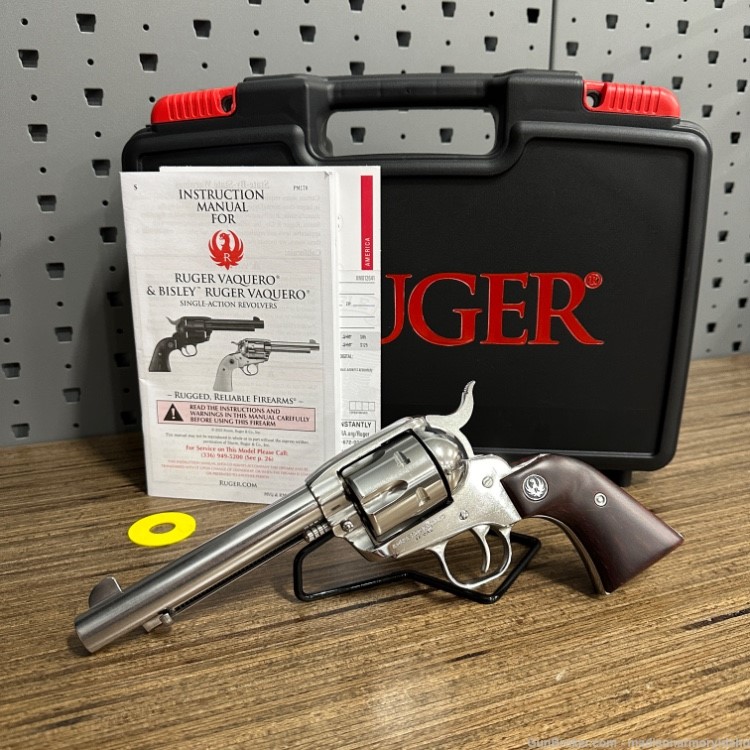 Ruger New Vaquero .45 Colt 5.5" High Gloss Stainless 6rd PENNY AUCTION!-img-1