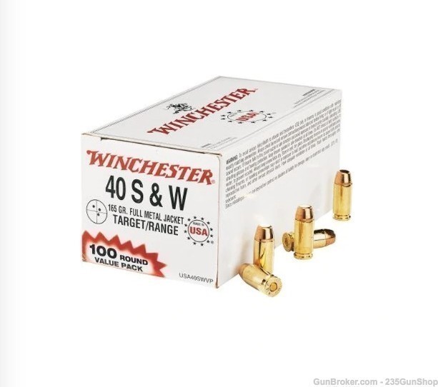 Winchester .40 S&W 165 grain FMJ Target/Range ammunition 100 rounds-img-0