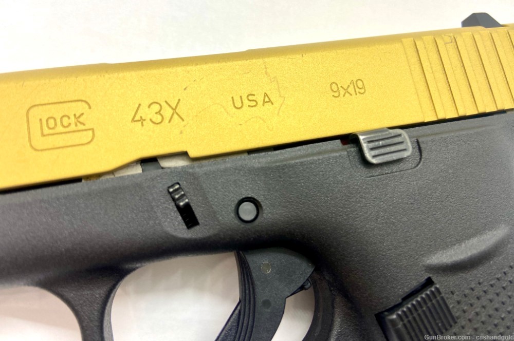 Glock 43X 9mm 3.41in 10-Round Gold Slide Semi-Auto Pistol – Apollo Custom-img-2