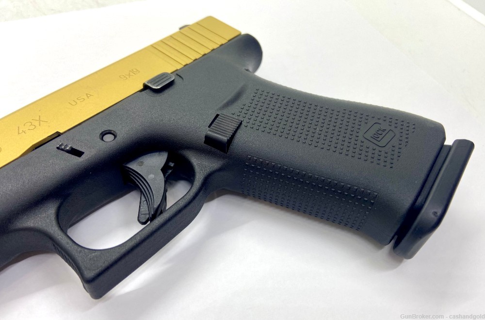 Glock 43X 9mm 3.41in 10-Round Gold Slide Semi-Auto Pistol – Apollo Custom-img-1