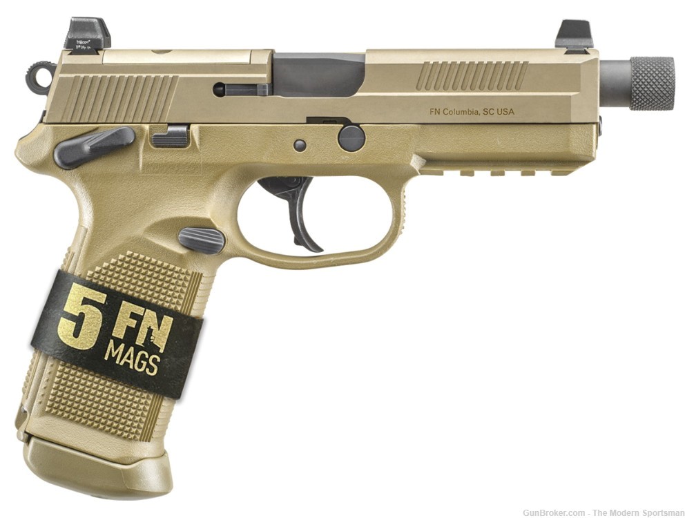 FN FNX-45 Tactical .45 ACP 5.3" Threaded Optic Ready FDE DA/SA 5 Mags 15+1-img-1