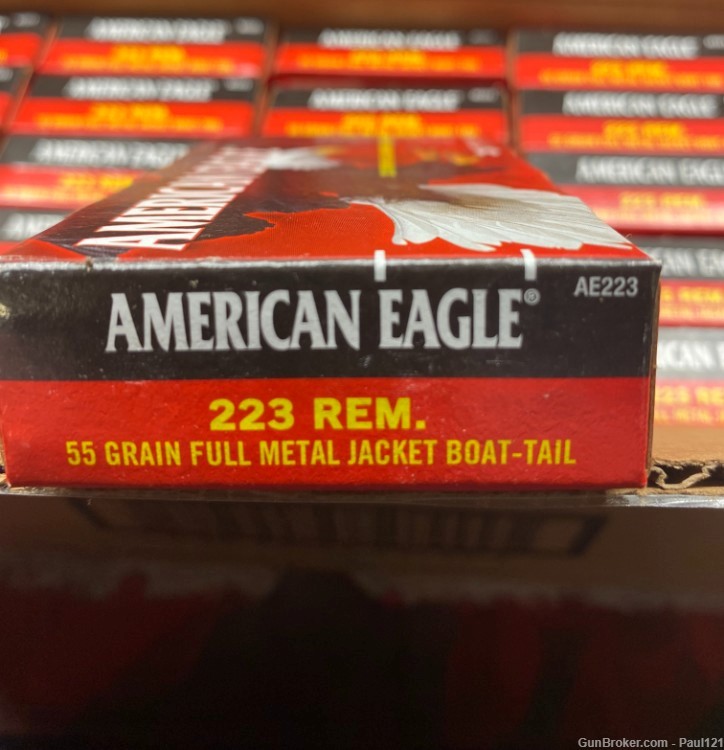 Federal American Eagle 223 500 rds.  55 gr. ammunition, FMJ/BT, 5.56-img-2