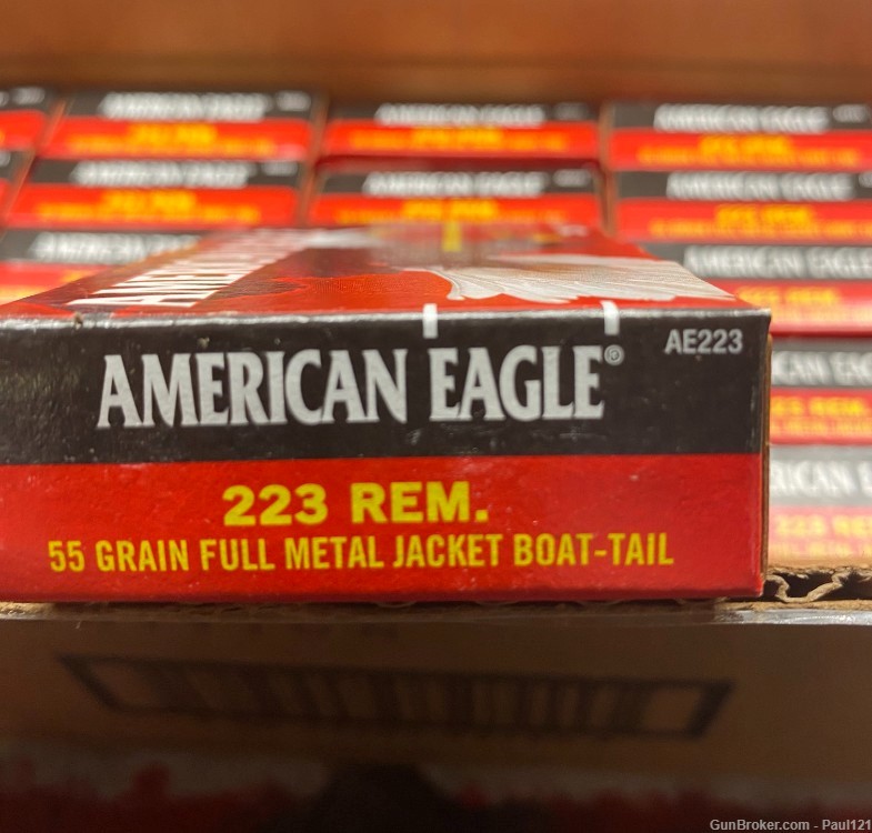 Federal American Eagle 223 500 rds.  55 gr. ammunition, FMJ/BT, 5.56-img-1