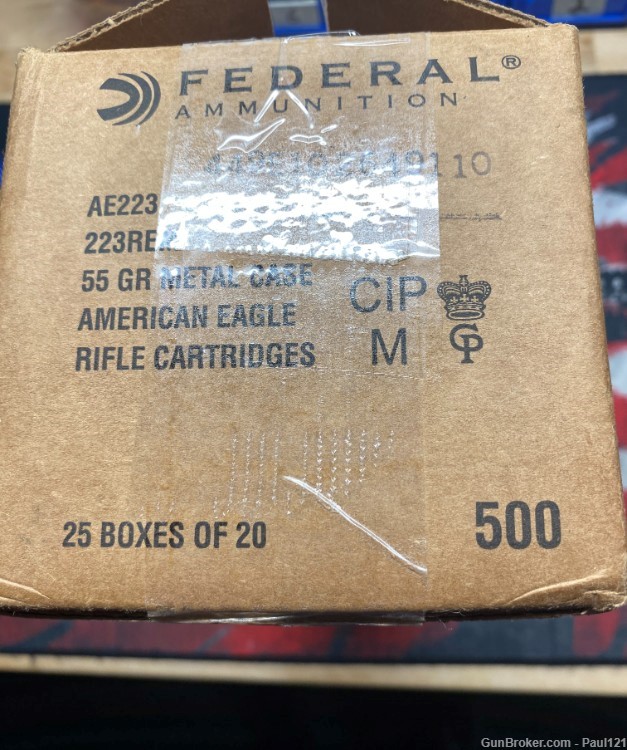 Federal American Eagle 223 500 rds.  55 gr. ammunition, FMJ/BT, 5.56-img-3
