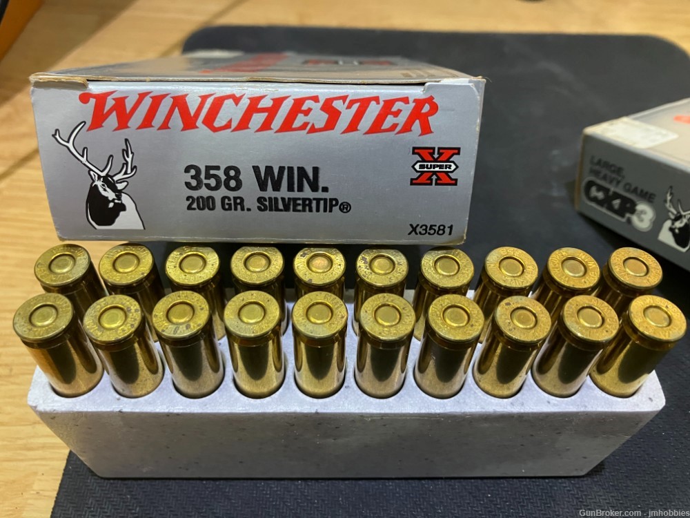 358 WIN Ammunition, Winchester Brand 200gn Silver Tip, 37 Live Rounds-img-1